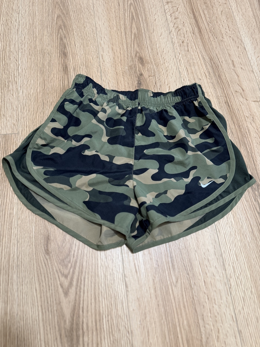 Nike Women’s Camo Athletic Shorts in Olive and Black
